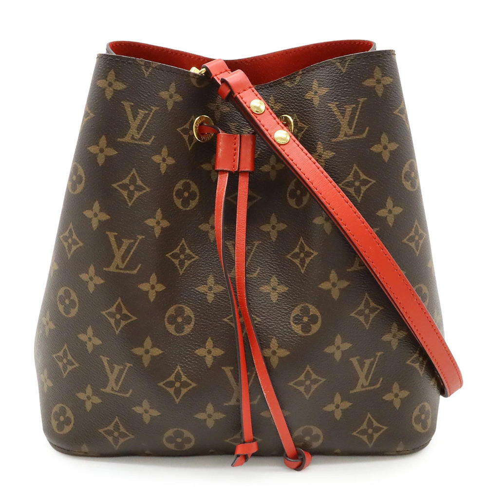 LOUIS VUITTON Monogram Neo Noe Shoulder Bag Hobo Drawstring Coquelicot Red